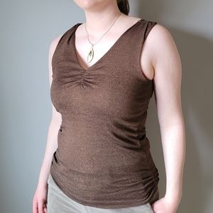 Vintage 80s tank top Michael Stars brown ruched tank top